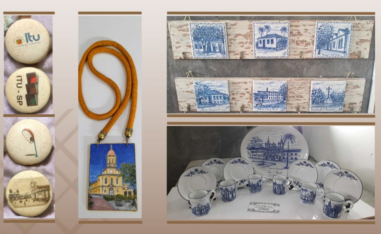 Imagem mostra um kit com obras de artesãos