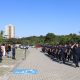 Imagem mostra o desfile da tropa de Guardas Civis Municipais em continência ao chefe do Executivo ituano