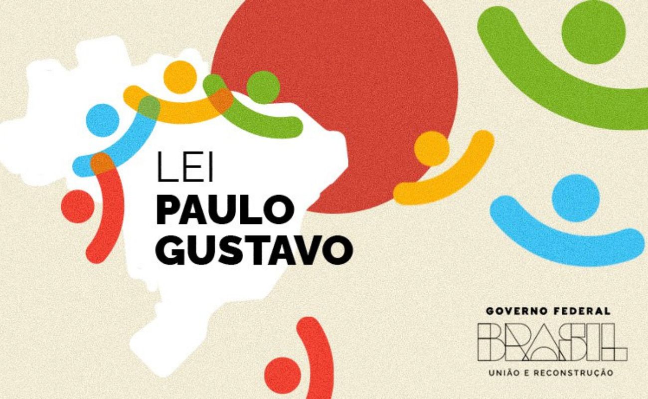 Imagem mostra a identidade visual da Lei Paulo Gustavo, que abriu dois editais de chamamentos públicos no último dia 18/09