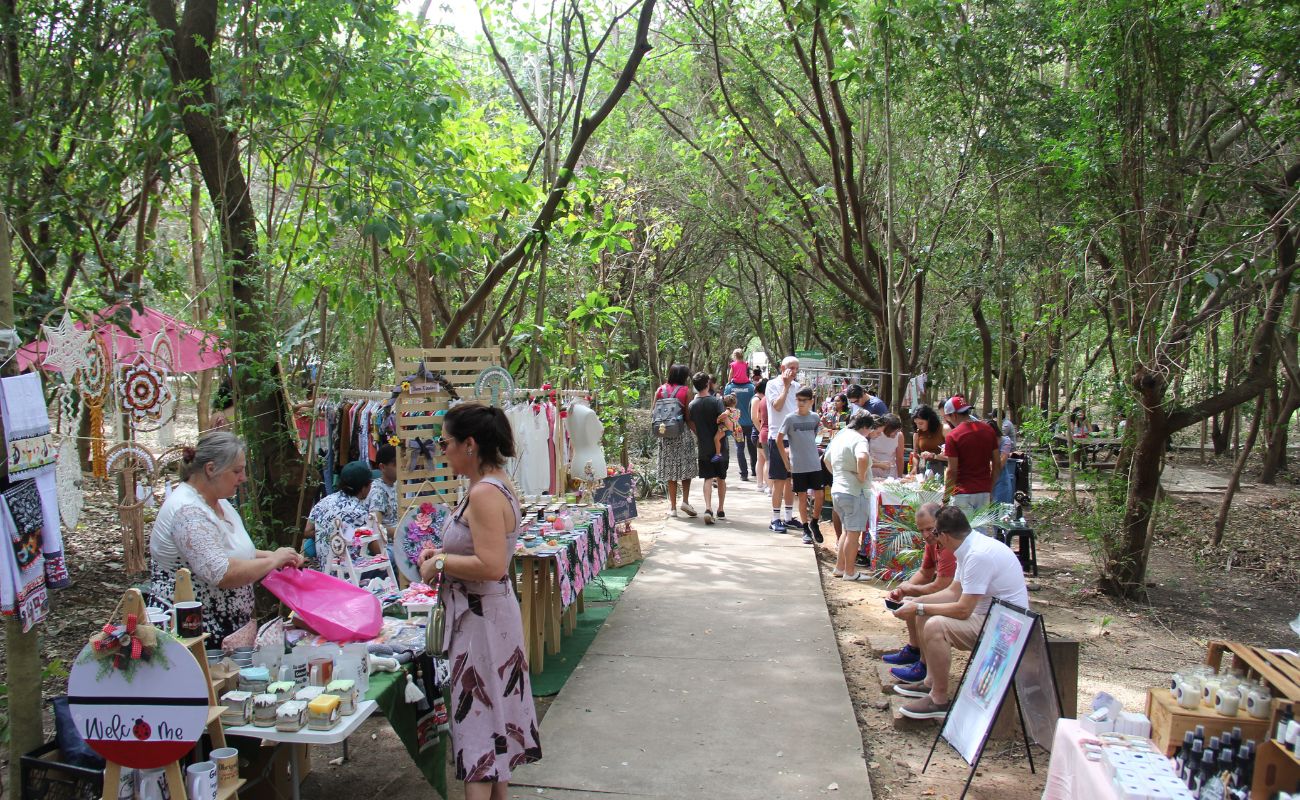Imagem mostra o Parque Taboão em evento Feira Ecoart anterior.