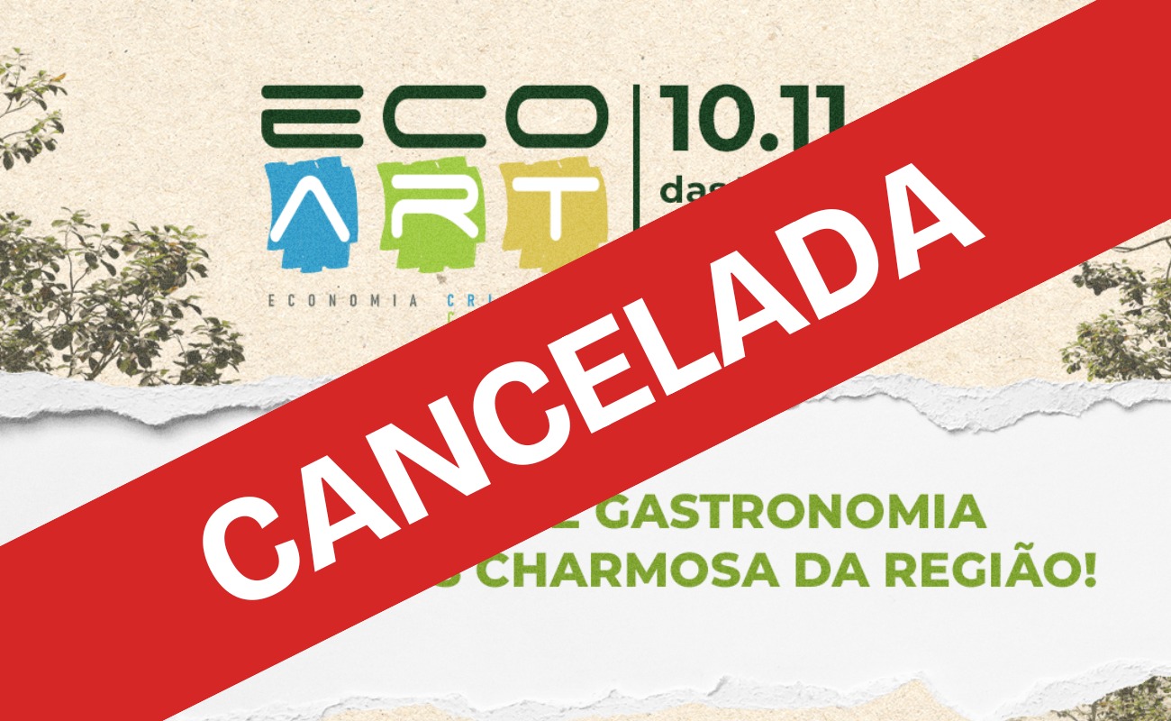 Imagem de uma arte com informações sobre o cancelamento da Ecoart.