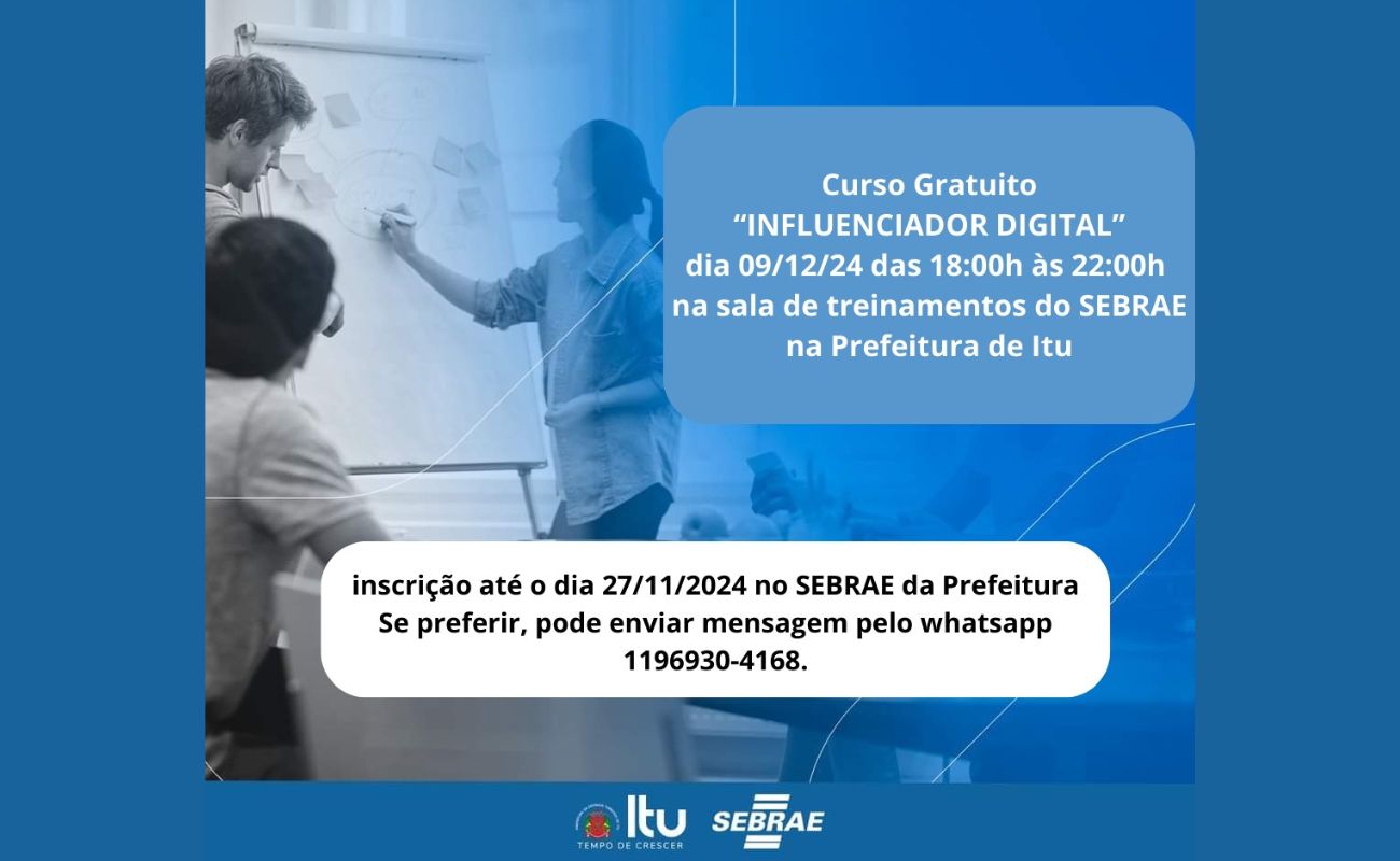 Imagem mostra uma pessoa ministrando aula, escrevendo em um quadro e duas pessoas assistindo a aula, junto a informações sobre o evento em questão.