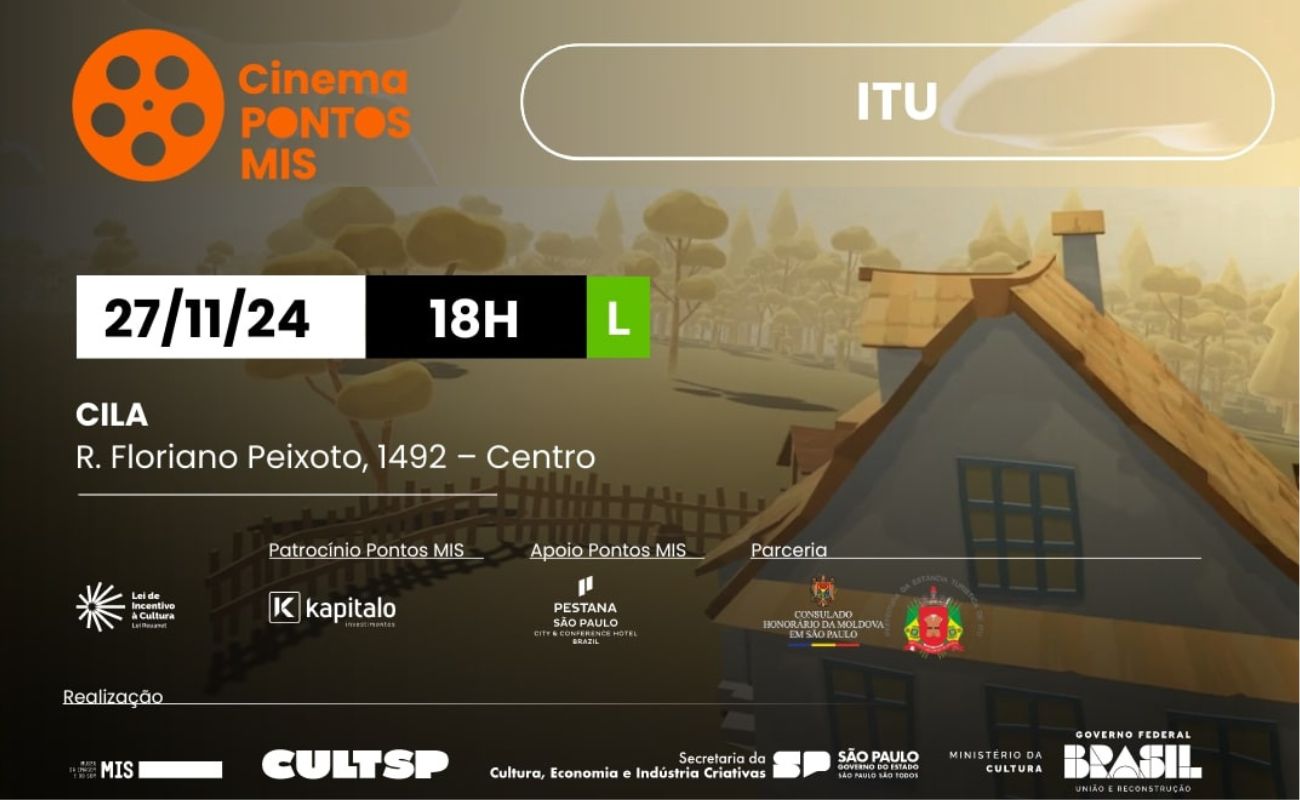 Imagem mostra uma arte de divulgação com informações sobre o Cinema Pontos Mis